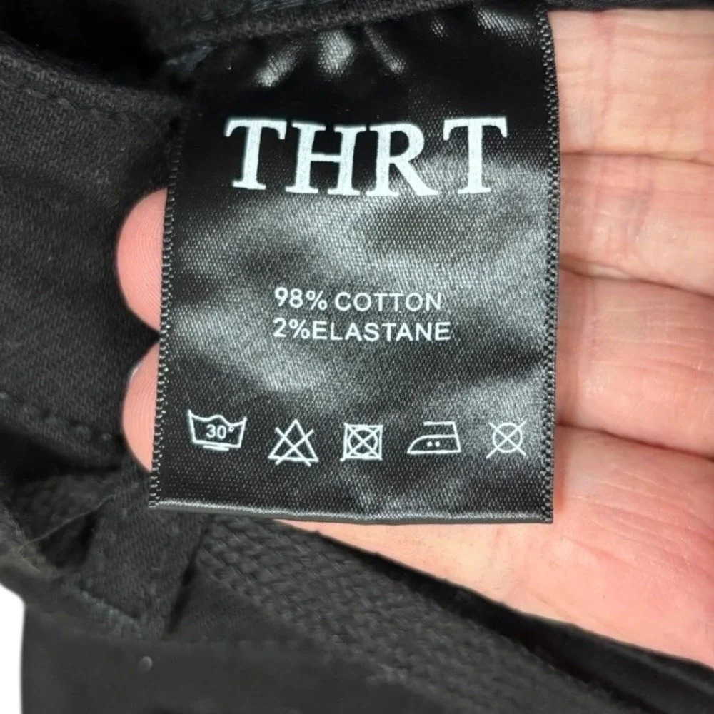 NWT THRT Mens Black Angel Cherub Print Distressed Jeans Sz 44x30 Streetwear - Picture 8 of 9